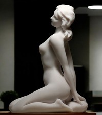 Sculpture statue figurine en marbre moulé art érotique femme nue sexy
