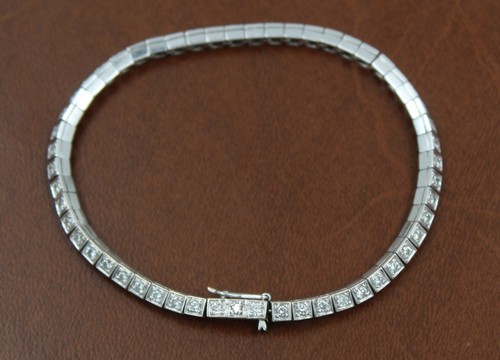 Bracelet tennis femme blanc - or,