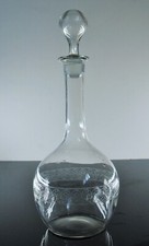 ART DECO CARAFE A VIN VERRE GRAVE EN AIGUILLE AVEC DEGAGE D'ACIDE MEISENTHAL