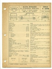 FICHE TECHNIQUE DE L'EXPERT AUTOMOBILE : ALFA ROMEO GIULIA T I  SUPER