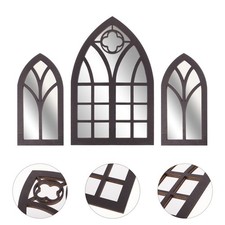  3 Pcs Faux Miroir De Fenêtre Style Église Miroirs Muraux Mural Vitre