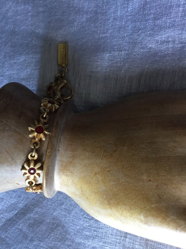 Bracelet doré strass - , rouge