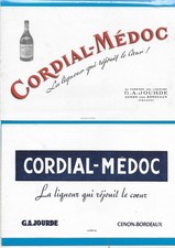 2 Buvards publicitaires  thème alcool fort Cordial Médoc liqueur