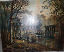 GRAND TABLEAU ANCIEN HUILE SUR TOILE HENRI AMIRAULT FAIENCE PARTHENAY
