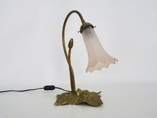 Magnifique lampe pied nénuphar avec tulipes rose, style art déco Années 80