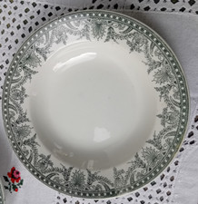 6 assiettes creuses terre de fer Moulin des Loups modèle Wilbur vertes