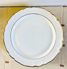 6 Assiettes Blanc et Or Porcelaine Limoges ULIM France Dessagne Anciennes - TBE