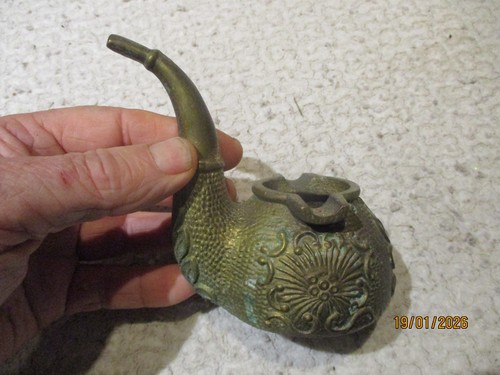 Ancien cendrier pipe bronze - cendrier, en