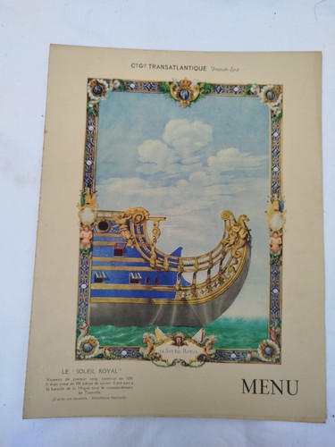 Menu ancien transatlantique - menu,