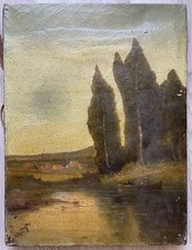 Tableau Ancien Huile Paysage