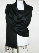 Large écharpe NOIRE étole châle cachemire laine unie top qualité
