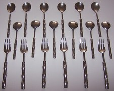 12 CUILLERES CAFE 6 FOURCHETTES A DESSERT COUVERTS SILVERPLATED E.P.ZINC ITALY