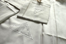 PARURE de lit ancienne brodée & monogrammée TC / Linge ancien 436410