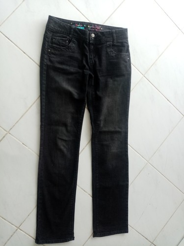 Pantalon jeans noir regular - pantalon,