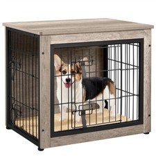 Cage pour Chien Cage pour Animaux Maison pour Chien Niche Chien en bois Gris