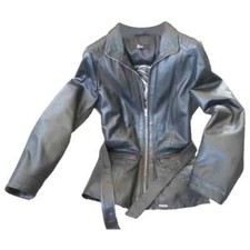 VESTE GUEST CUIR AGNEAU PLEINE FLEUR NEUVE 38 noire style PERFECTO MOTO