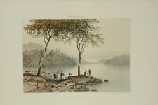 Lithographie couleur originale Chatillon et le Lac du Bourget Savoie