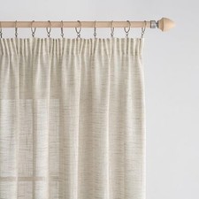 Lot de 2 Rideaux en Voile Transparent en Lin avec Ruban à Volants pour Salon ...