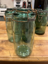 -ANCIEN BOCAL en VERRE de couleur VERTE  SOLIDEX 1 L Déco CUISINE COLLECTION D