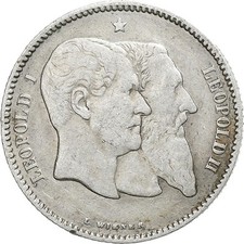 [#1116182] Belgium, Leopold II, Franc, 1880, Brussels, Silver, VF, KM:38