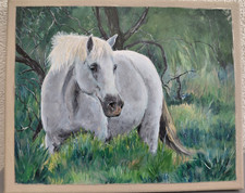 TABLEAU ACRYLIQUE CHEVAL BLANC