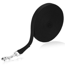 Laisse Chien Longe 15m x 20mm Corde Laisse de Dressage Sangle en Nylon Noir p...