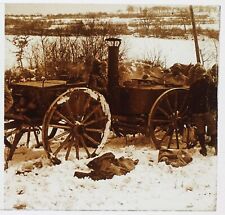 Guerre 14-18 Cuisine roulande sous la neige France Photo Stereo Plaque Vintage