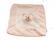 Doudou Plat ours rose blanc