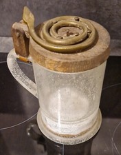 CHOPE A BIERE ANCIENNE MUSICALE SERPENT BRONZE VERRE BULLES