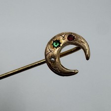 Epingle à cravate ancienne Croissant De Lune - Métal Doré