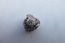 Charm  230  Perle Coeur Cristaux parme/Argent/Amore & Baci