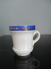ANCIENNE TASSE BRULOT BISTROT DECOR BLEU ET DORE  PORCELAINE EPAISSE