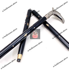 Ancienne canne bâton de marche en bois vintage manche tête d'aigle en laiton ...