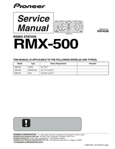 Service manuel instructions - service, d'instructions