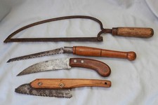 Lot de 4 outils scie ancien manches bois