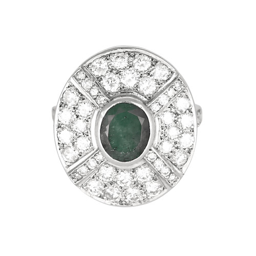 Bague blanc 18k - 18k, emeraude