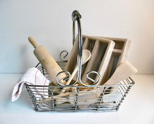 JOUET : USTENSILES DE CUISINE EN BOIS DANS PANIER - IKEA 1995 - JAMAIS JOUÉ