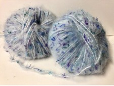 Lot De 5 Pelotes De Laine 45% Mohair Fantaisie Papillotes Bleu Pastel