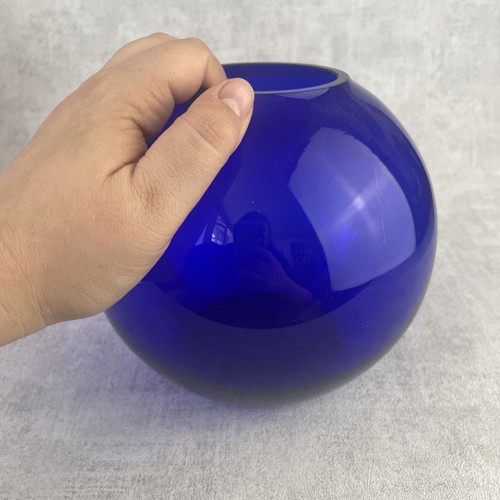 Vase verre boule - verre, bleu