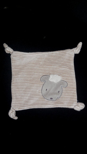 Doudou plat carré mouton gris - plat,