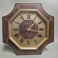 HORLOGE VINTAGE EXAGONALE VEDETTE QUARTZ / FONCTIONNE / MARRON ET DORÉE