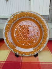 Plat Rond Ty Breiz Faïence Marron Longchamp Décor Celtique Diamètre 28,8 Cm