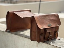 Sacoches moto cuir 2 poches