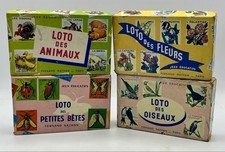 Lot 4 Jeux LOTO (Animaux, Oiseaux, Petites Bêtes & fleurs) Fernand Nathan 1970's