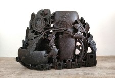 Vase sculpté chinois, signé