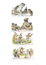 4 Chromos découpis animaux