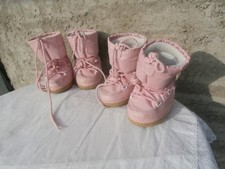 LOT 2 PAIRES APRES SKI ROSES ENFANT FILLE ETIREL  pointure 20/22 