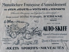Traite facture St ETIENNE 1908 jeu jouet voiture enfants AUTO-SKIF illustrée 157