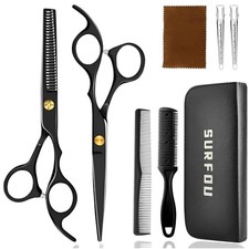 SURFOU Kit Ciseaux Coiffure Professionnel, 6,5 Pouces Ciseaux Desepaississant...