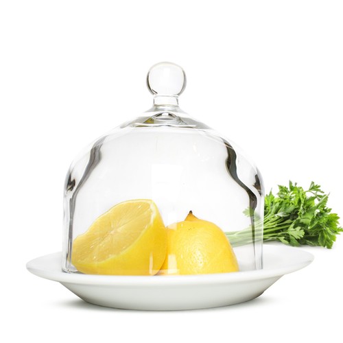 Cloche verre avec - verre, assiette